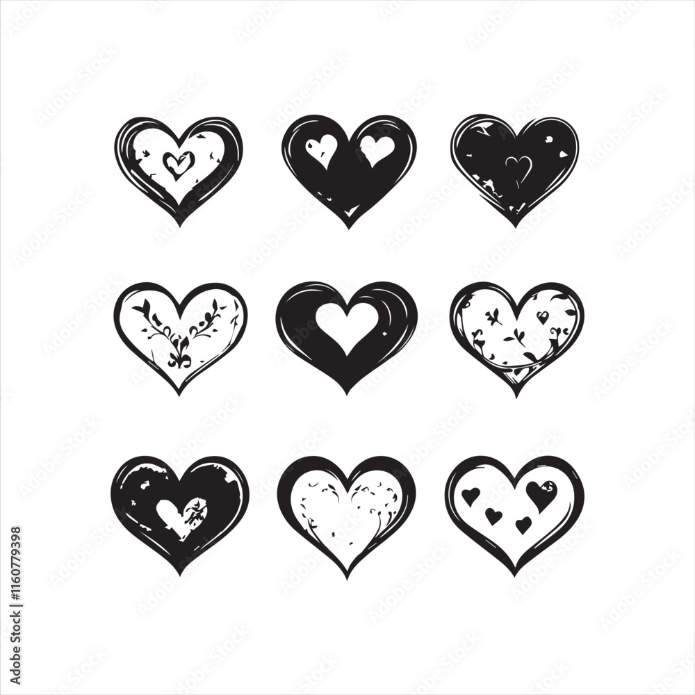 Set of hearts vector Silhouette Illustration Set of hearts vector Silhouette Illustration