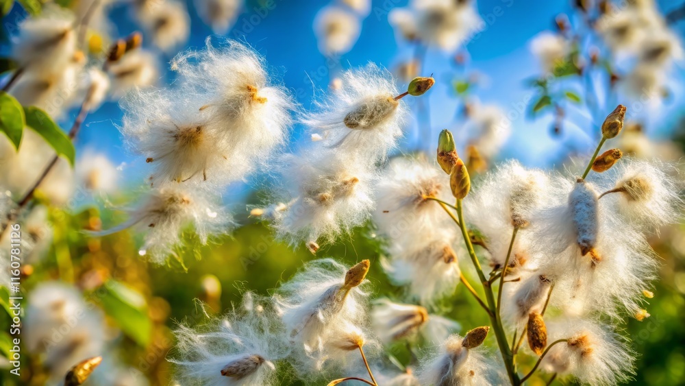 Poplar Tree Fluff Allergy: Medium Shot of Cotton-like Seeds Causing Seasonal Allergy Poplar Tree Fluff Allergy: Medium Shot of Cotton-like Seeds Causing Seasonal Allergy
