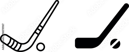 "Hockey Vector Line Icon Set – Sports and Recreation Symbols"