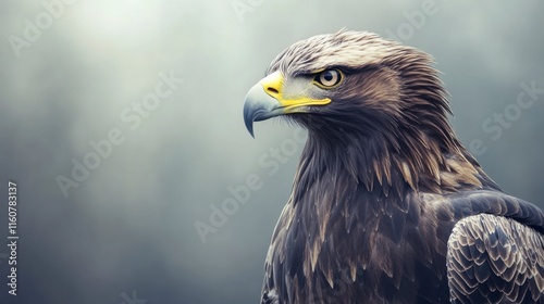 Wallpaper Mural Golden Eagle Profile Portrait, Majestic Bird of Prey in Misty Forest Torontodigital.ca