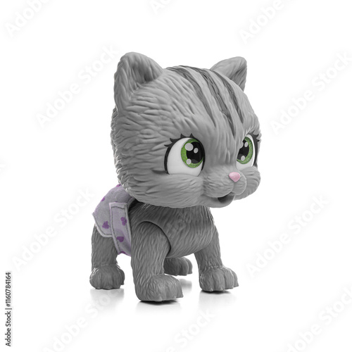 Obraz na płótnie Toy gray kitten isolated on white background. w salonie