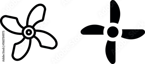 "Propeller Screw Vector Line Icon Set – Mechanical and Engineering Symbols"