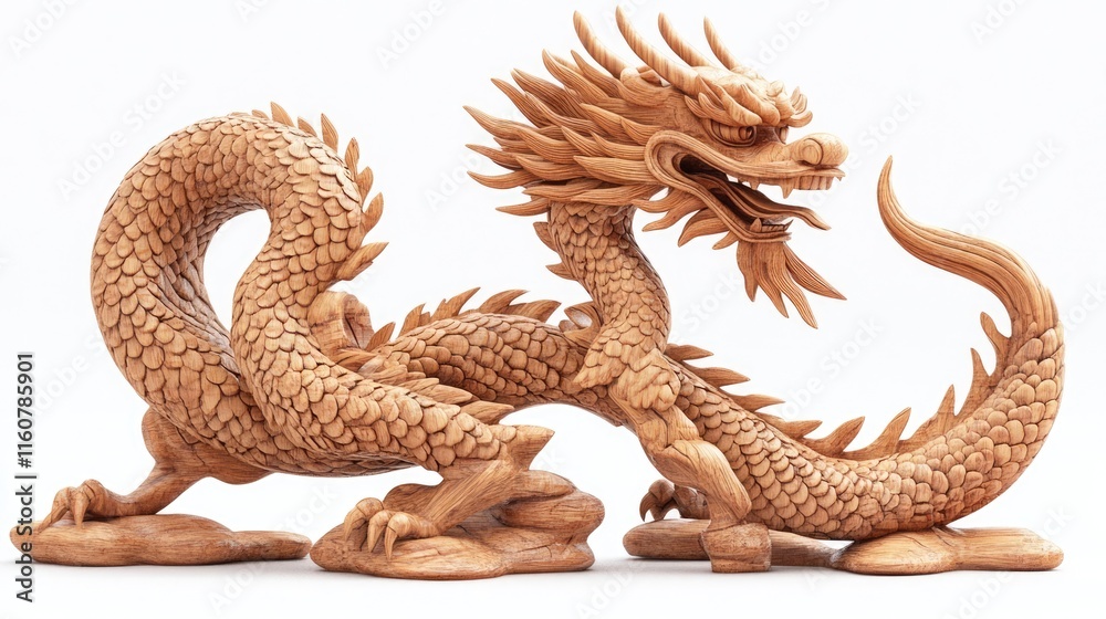 Obraz premium Wooden Carving of a Chinese Dragon