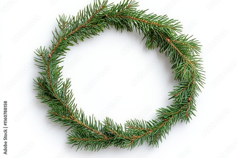 Festive green wreath made from fresh pine branches for seasonal decorations Festive green wreath made from fresh pine branches for seasonal decorations