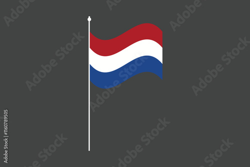 Netherlands flag, The flag of Netherlands, Flag of Netherlands national country symbol illustration Vector, Rectangle Netherlands flag illustration, Flat vector illustration
