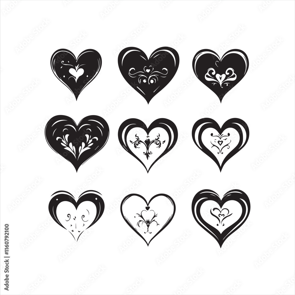 Set of hearts vector Silhouette Illustration Set of hearts vector Silhouette Illustration