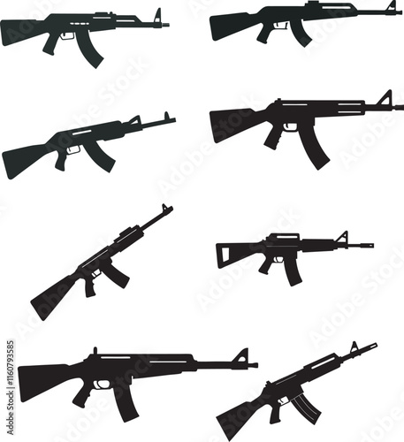 set of guns vector illustration