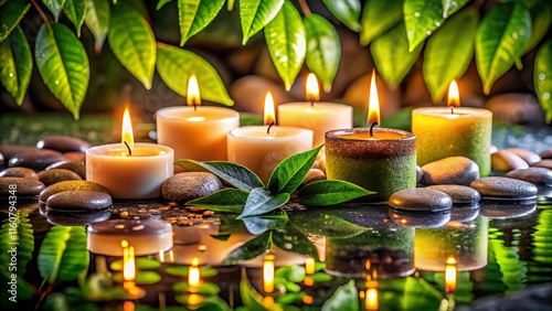 Spa Candlelight Ambiance: Worm's Eye View of Relaxing Candles