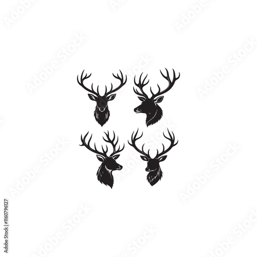 create a Deer antlers silhouette vector icon desing with a white background