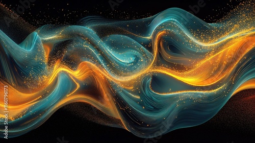 abstract waves galaxy blue and orange background
