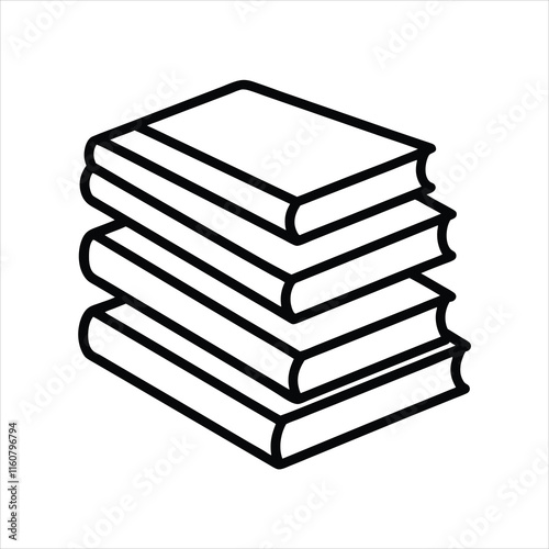 Clean Stack of Books Line Art Icon for Creative Designs