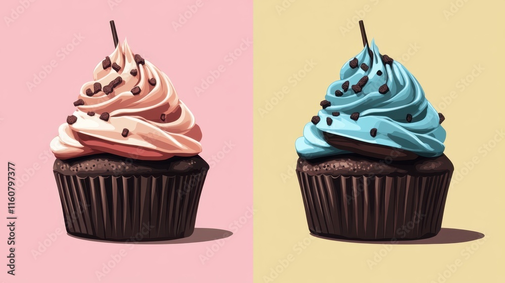 Minimalist Cupcake Design with Frosting and Sprinkles Minimalist Cupcake Design with Frosting and Sprinkles