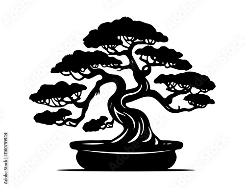 Bonsai Tree silhouette background.