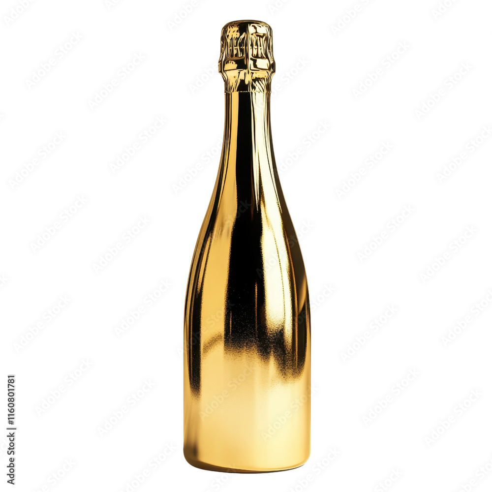 Elegant Gold Bottle with Shine and Reflection for Celebrations Elegant Gold Bottle with Shine and Reflection for Celebrations