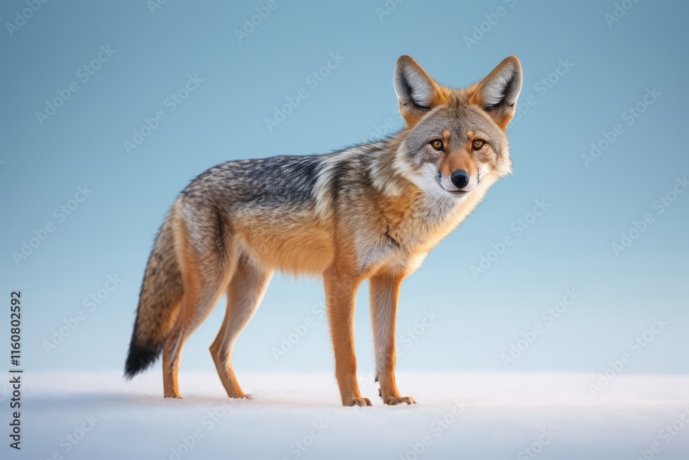 Fototapeta premium arafed animal standing in the snow with a blue sky in the background