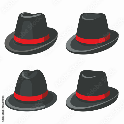 Classic Fedora Hat Logo Vector Set.