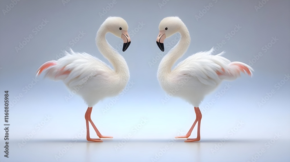 Obraz premium Cute Flamingos in Watercolor Style with Adorable Expressions