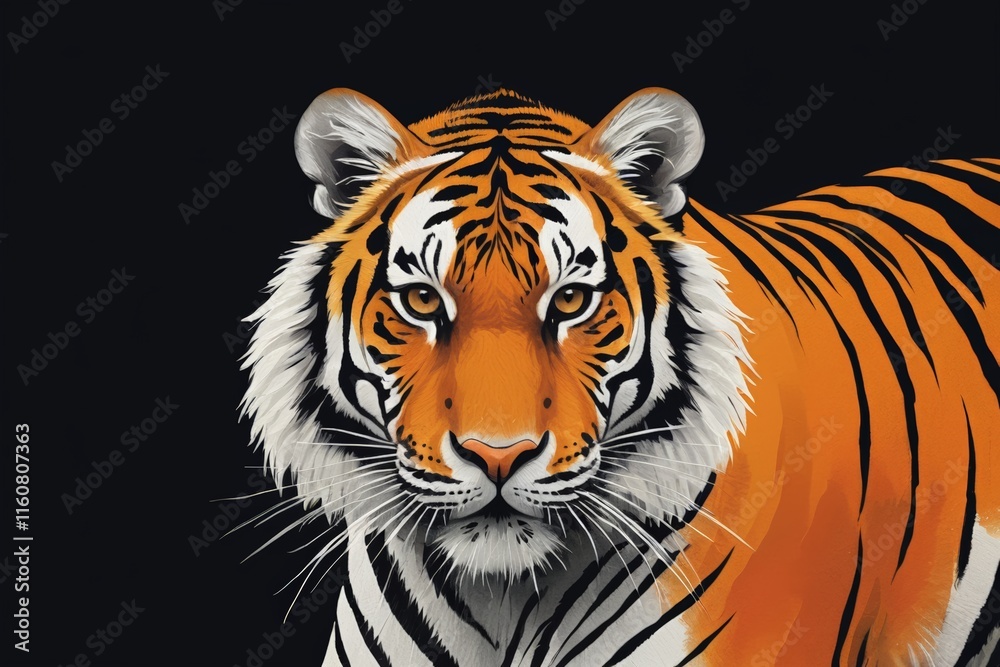 Fototapeta premium there is a tiger that is standing in the dark