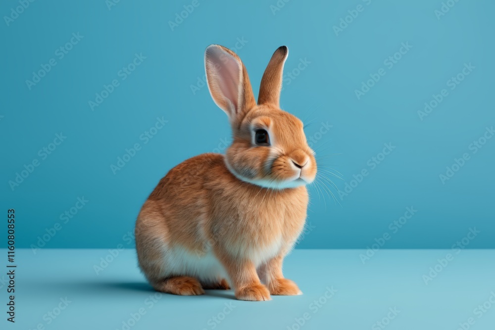 Obraz premium there is a small rabbit sitting on a blue surface