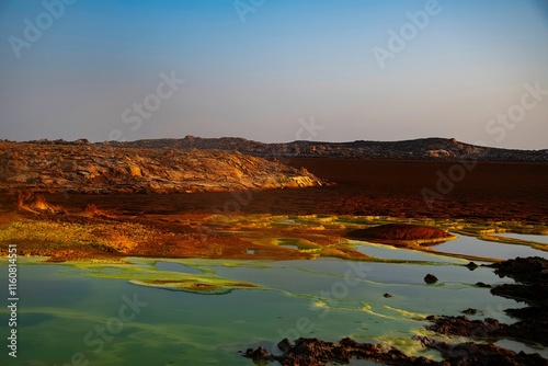 Tableau sur toile Volcanic activity and Sulphur lake at Dallol in the Ethiopia Danakil depression