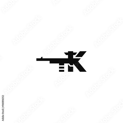 K letter automatic sniper weapon logo idea.