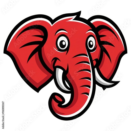 Wallpaper Mural Bright Red Elephant Mascot with Bold Features on a White Background Torontodigital.ca