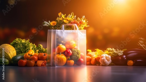 Springtime Fresh Bag with Vegetables. Generative AI