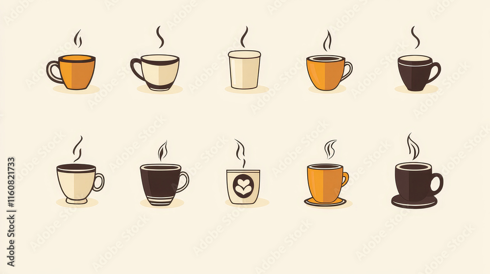 Coffee and tea cups symbols for beverage design, such a logo. Jpeg version also available in gallery Coffee and tea cups symbols for beverage design, such a logo. Jpeg version also available in gallery