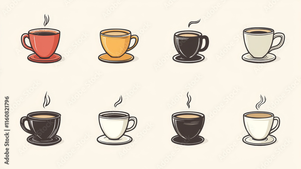 Coffee and tea cups symbols for beverage design, such a logo. Jpeg version also available in gallery Coffee and tea cups symbols for beverage design, such a logo. Jpeg version also available in gallery