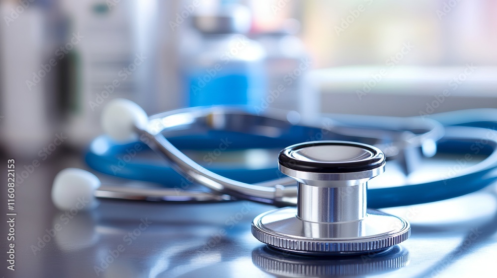 Close-up of a Modern Stethoscope, Medical Equipment for Diagnosis and Treatment Close-up of a Modern Stethoscope, Medical Equipment for Diagnosis and Treatment
