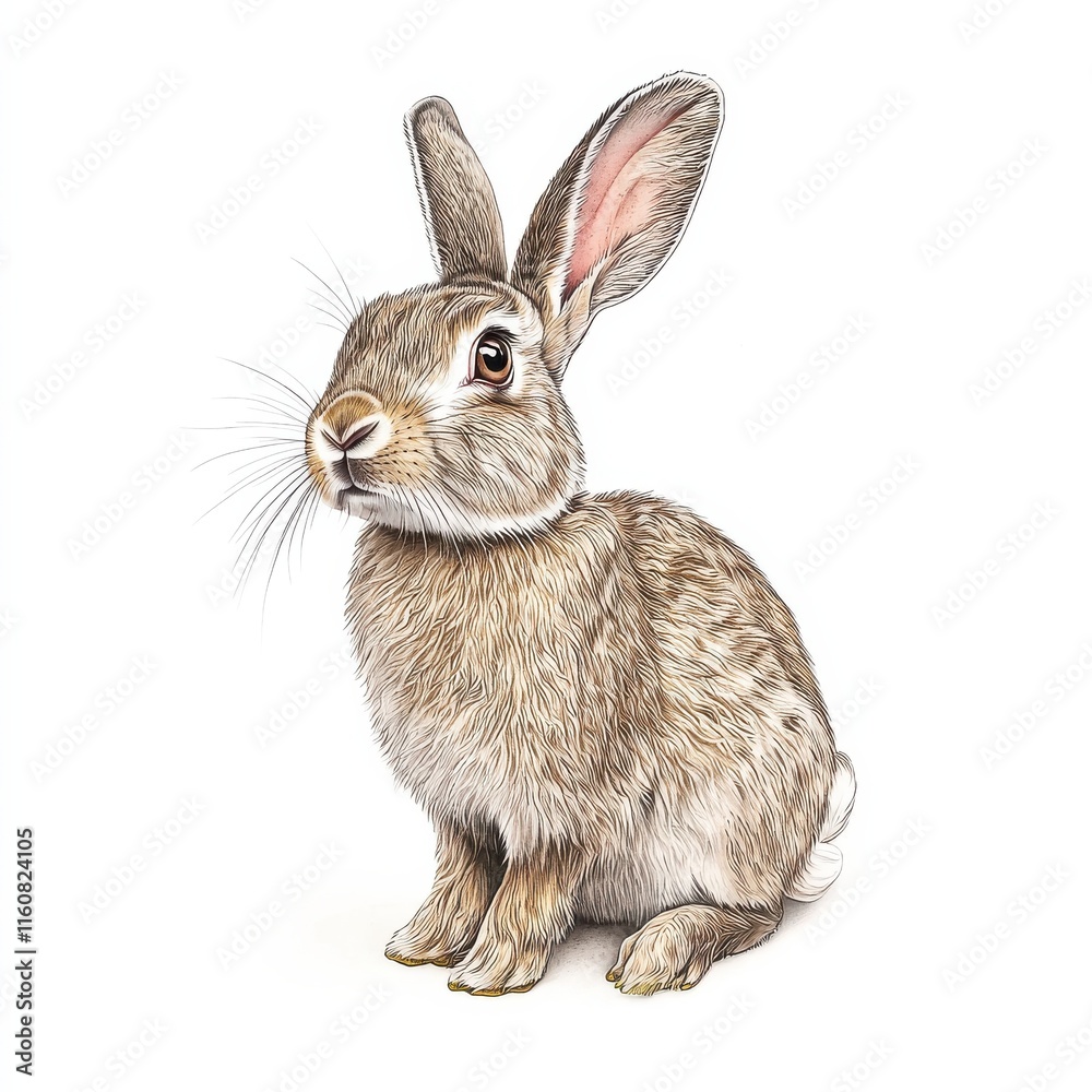 Obraz premium Curious rabbit observing in a white background animal vibrant colors whimsical theme