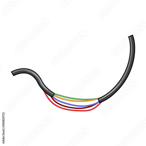 diagnostics broken cable cartoon. signal interference, continuity wiring, network outage diagnostics broken cable sign. isolated symbol vector illustration