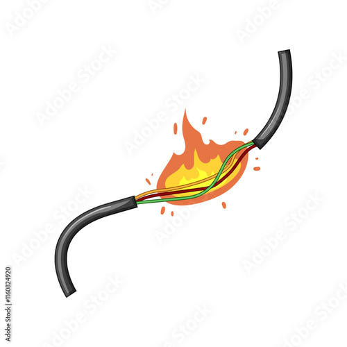 signal broken cable cartoon. interference continuity, wiring network, outage fault signal broken cable sign. isolated symbol vector illustration
