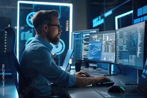 Wallpaper Mural Smart male IT programmer working on software development and website design. Torontodigital.ca