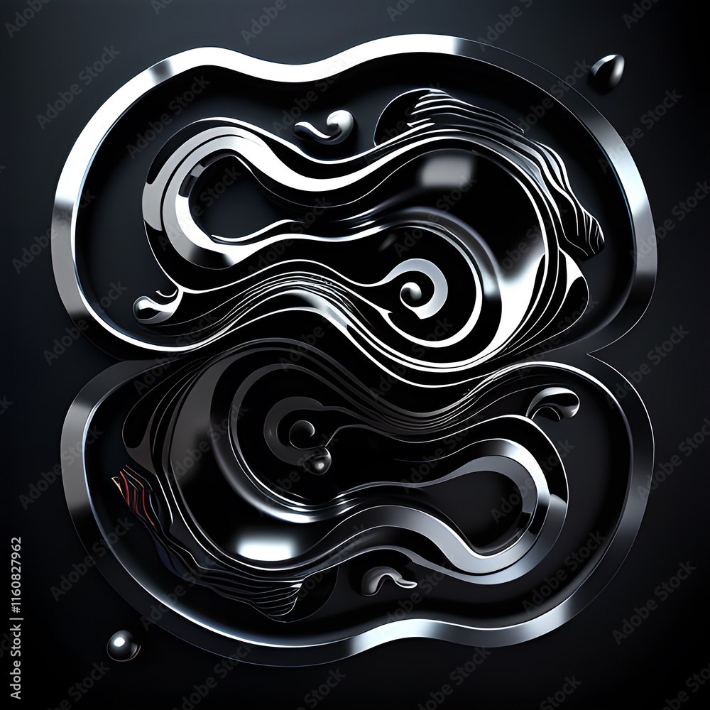  Black background with shapes wavy Abstract vibrant wallpaper featuring flowing wave lines in variety of bright colors like neon.generative ai