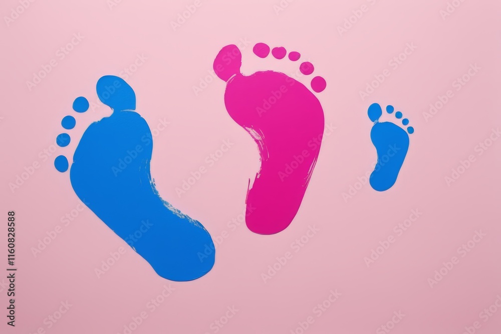 arafed image of a pair of footprints with blue and pink paint arafed image of a pair of footprints with blue and pink paint