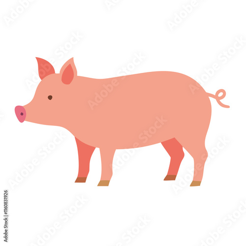 Minimalist Pig Vector Illustration - Simple Farm Animal Design