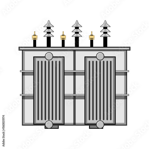 efficiency electrical transformer cartoon. winding insulation, phase frequency, impedance load efficiency electrical transformer sign. isolated symbol vector illustration