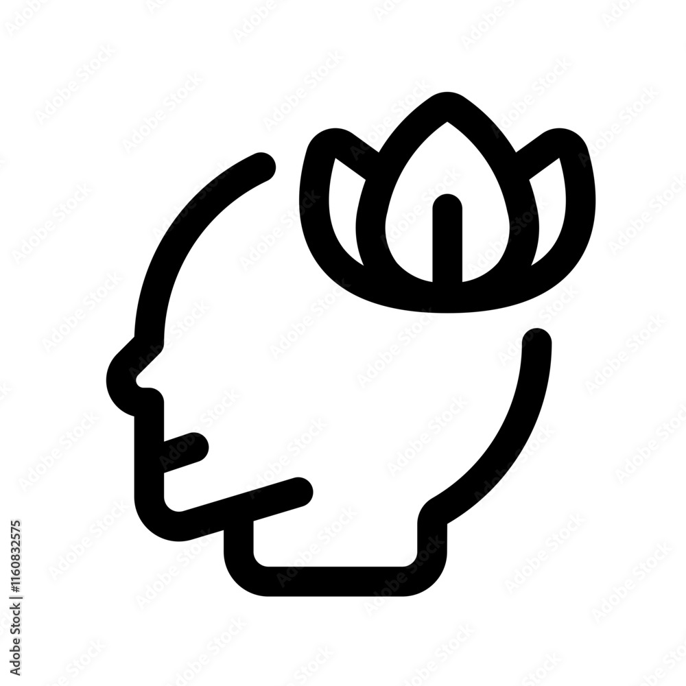 Calm Mind Line Icon. Single icon, line vector icon Calm Mind Line Icon. Single icon, line vector icon