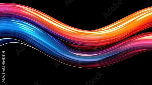 2025 Creative Projects modern design. Abstract colorful wavy lines on a black background.