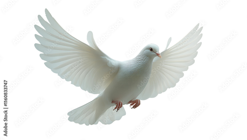 White dove soaring png isolated on transparent background