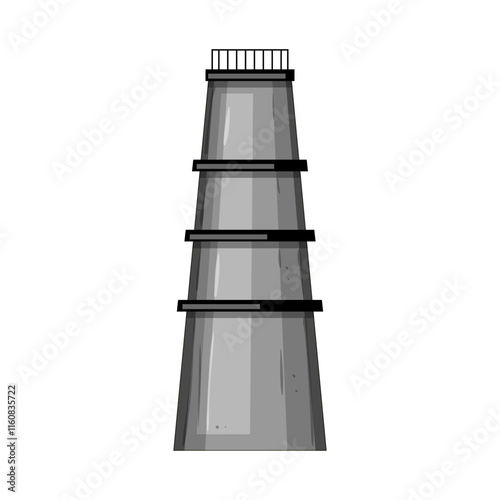 emissions industrial chimney cartoon. smoke draft, height diameter, material steel emissions industrial chimney sign. isolated symbol vector illustration