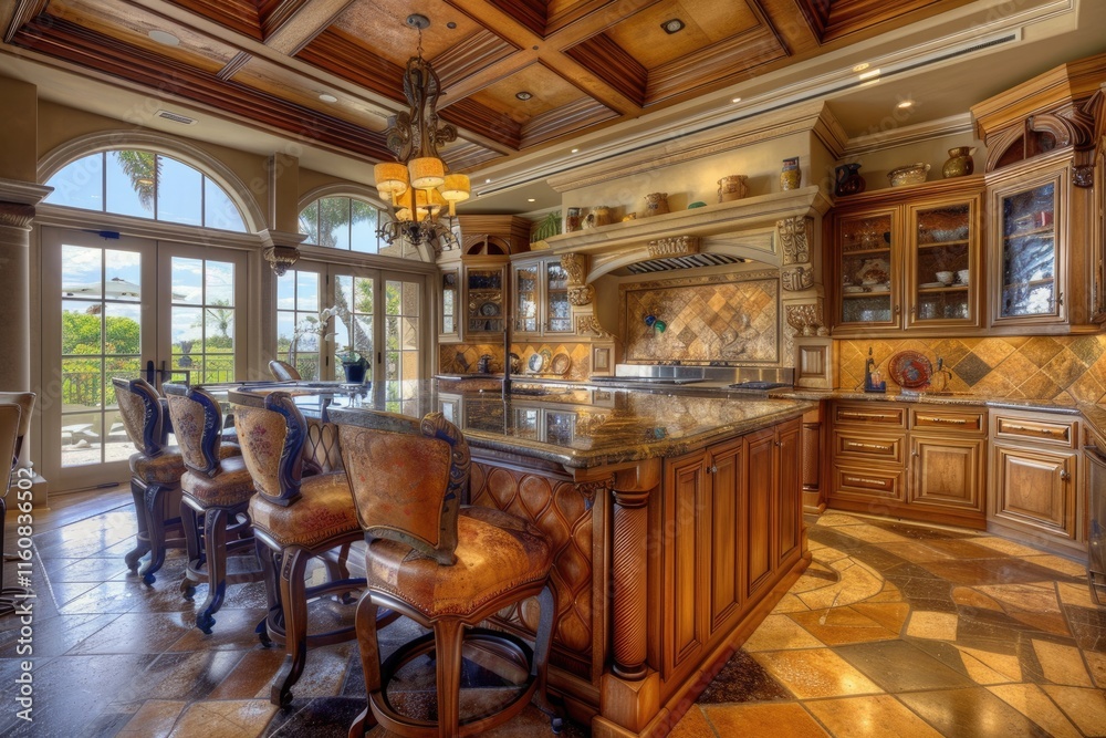 Fototapeta premium Kitchen in luxury home with large center island