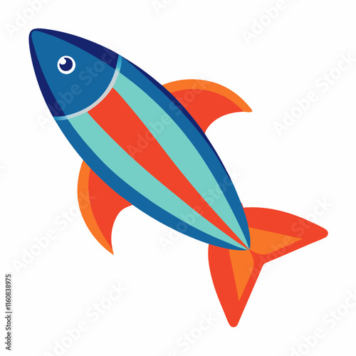 simple surfing Fish board vector with white background
