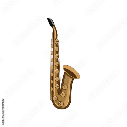 alto saxophone cartoon. tenor soprano, reed brass, woodwind keys alto saxophone sign. isolated symbol vector illustration