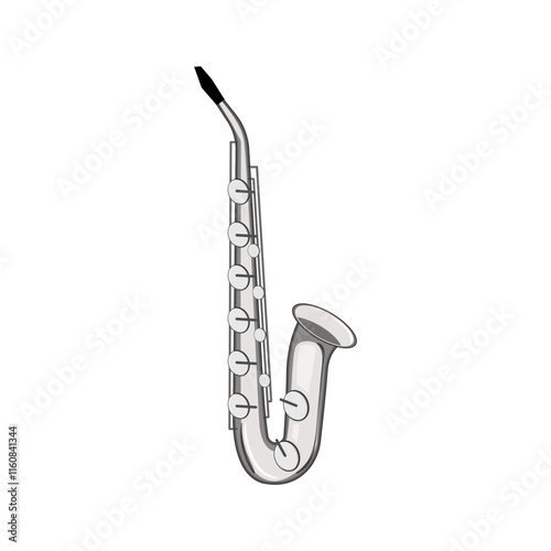 soprano saxophone cartoon. reed brass, woodwind keys, mouthpiece embouchure soprano saxophone sign. isolated symbol vector illustration