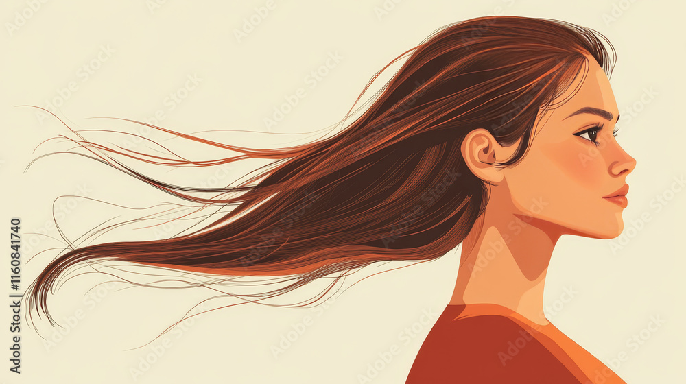 Shiny brown woman hair strands, straight and ponytail hairstyle, vector haircut and hair care beauty. Realistic female strands and long curl extensions for hair dye sample or shampoo package Shiny brown woman hair strands, straight and ponytail hairstyle, vector haircut and hair care beauty. Realistic female strands and long curl extensions for hair dye sample or shampoo package