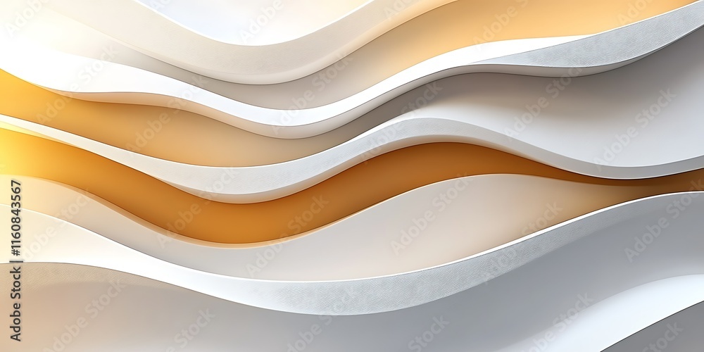 Obraz premium Abstract wavy background with white and orange layers.