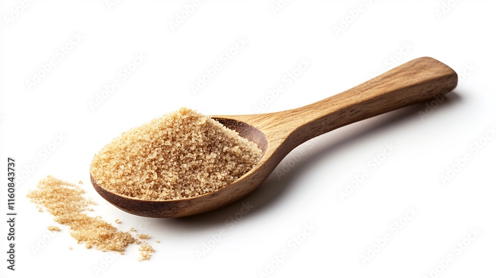 Wooden Spoon Filled with Light Brown Sugar Crystals Wooden Spoon Filled with Light Brown Sugar Crystals