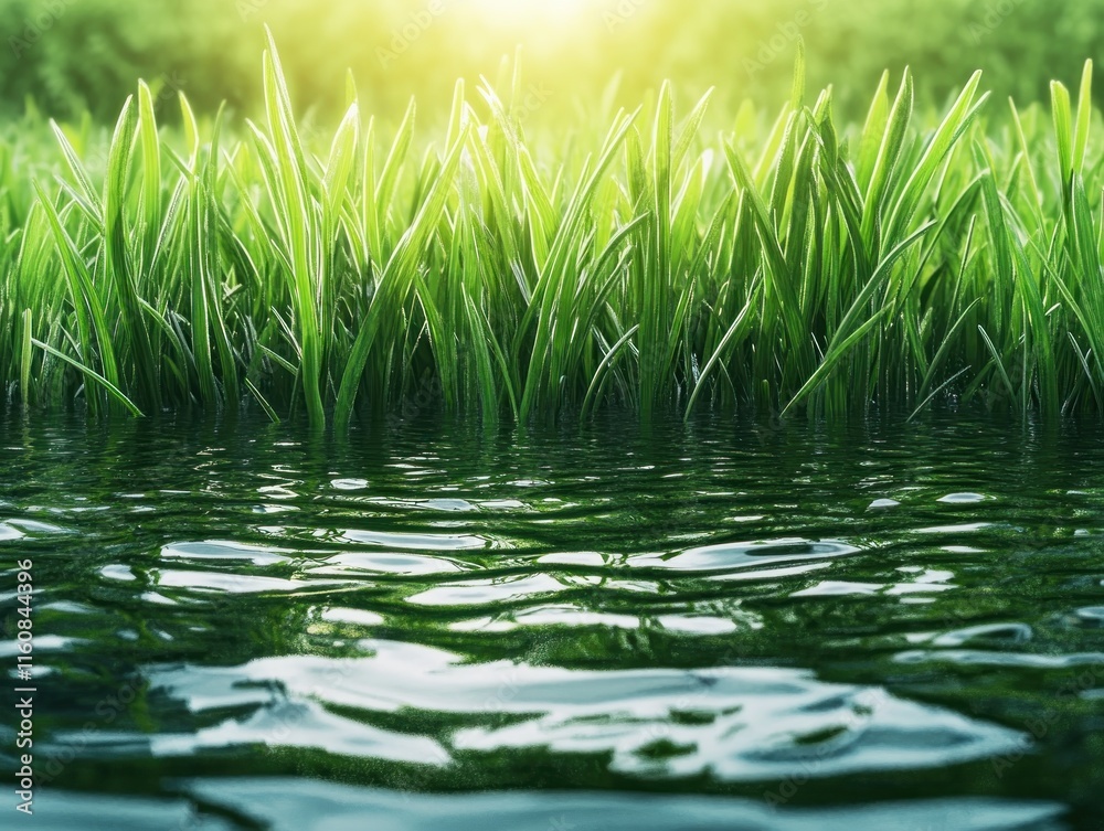 Obraz premium Discover a serene peaceful meadow with a soft emerald gradient, embodying renewal and harmony in nature, where sunlight gently kisses the lush grass find tranquility and calm with each glance, as the